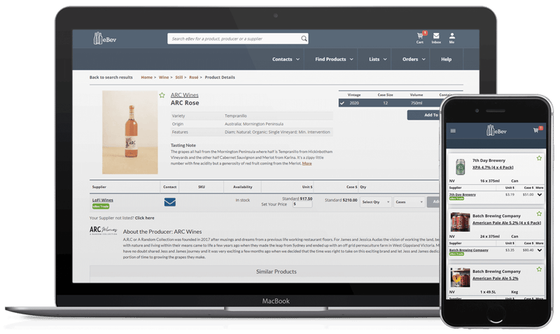 eBev ordering and supplier management system