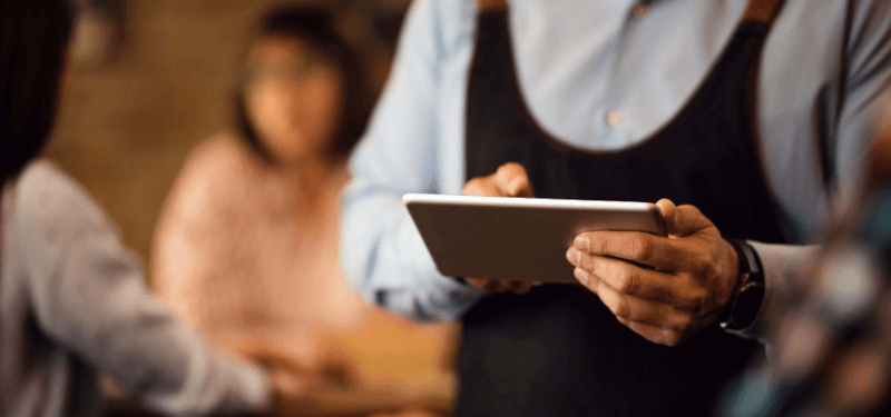 Staff using tablet