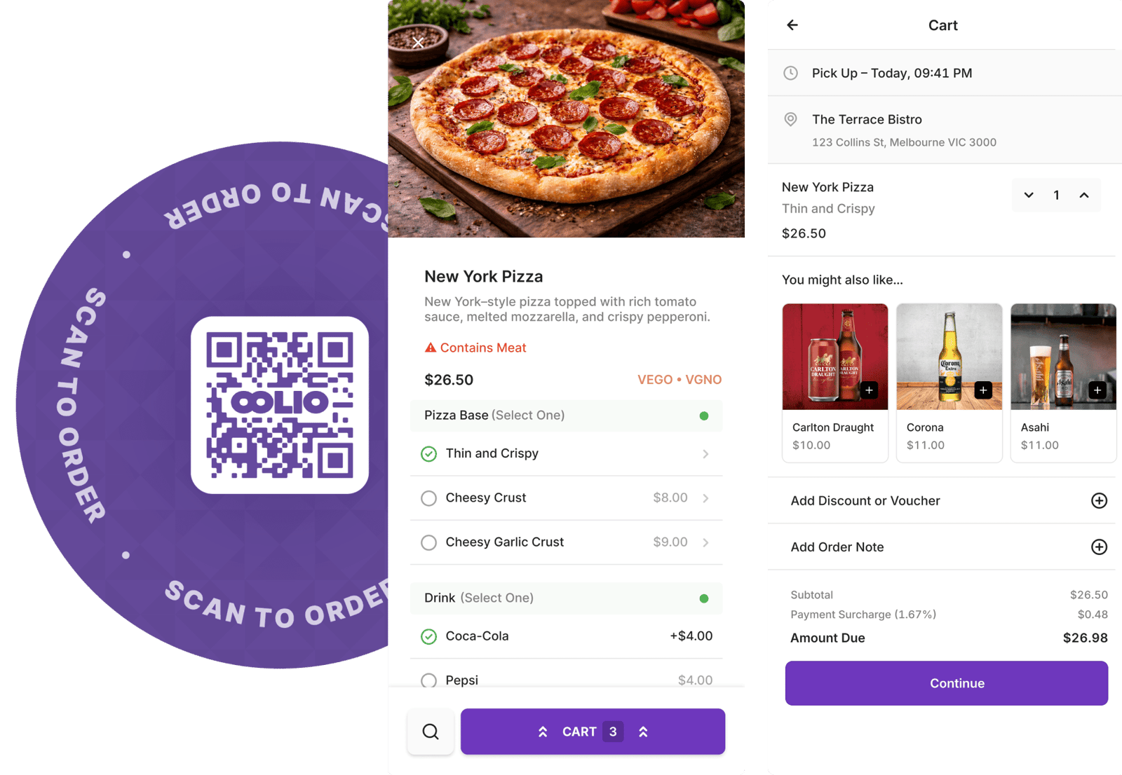 QR ordering on a phone